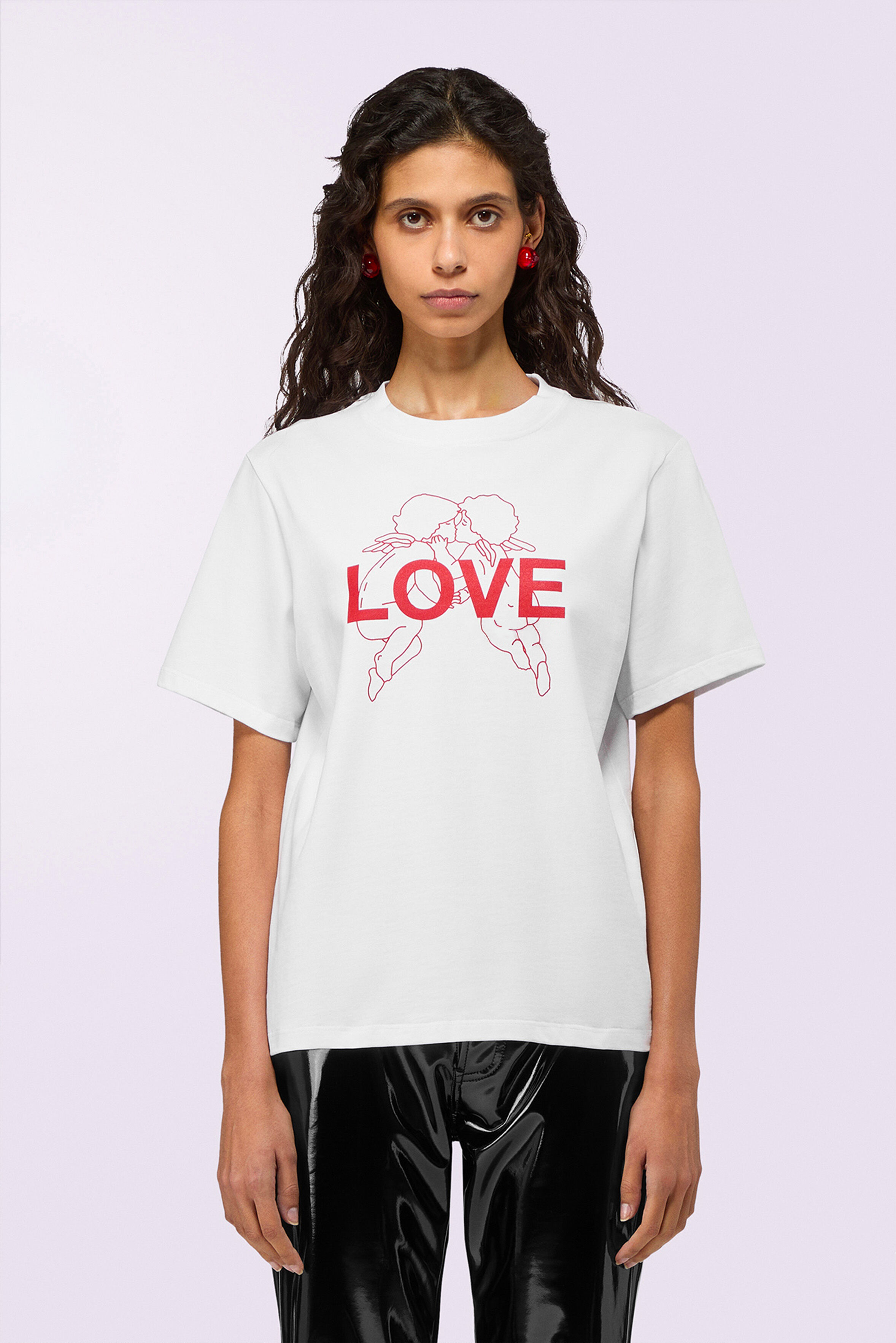 Kissing Angels Love Print Regular T-Shirt White